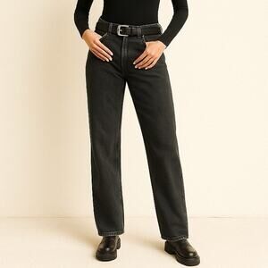 Abercrombie & Fitch Curve Love The Loose High Rise Jeans Black Long